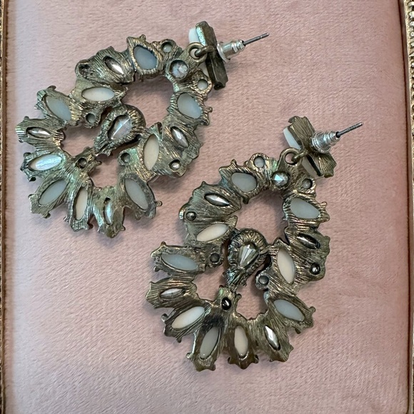 Boho Chic Set of 3 Statement Earrings Tortoise Shell Resin, Glass, Rhinestones - Picture 6 of 13